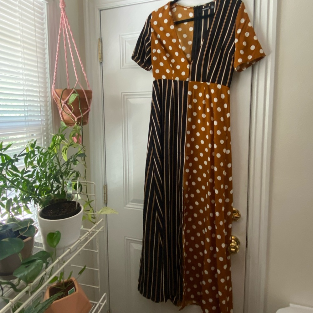 Split Print Maxi Dress